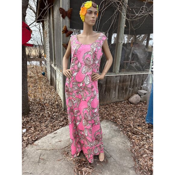 1960s Pink Floral Maxi Dress Evening Gown Creation A La Mode de Paris by Hero Mo - Picture 2 of 9